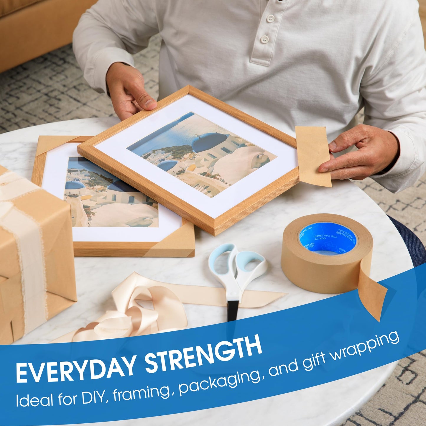Spartan Industrial - 2" X 60 yd Kraft Paper Tape with Rubber Adhesive - 6 Rolls of Brown Box Tape for Shipping and Moving - 7 Mil