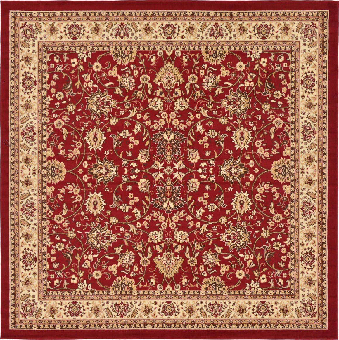 Unique Loom Sialk Hill Collection Area Rug - Washington (7' 10" Square Burgundy/Cream)