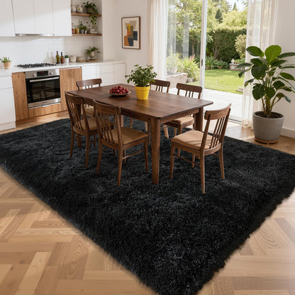LEDODO Fluffy Area Rugs for Bedroom - Soft Plush Shag Rug for Living Room Nursery Kids Room - Non Slip Fuzzy Shaggy Floor Carpets for Girls Boys Play Room Dorm Decor (Black, 5' x 7')