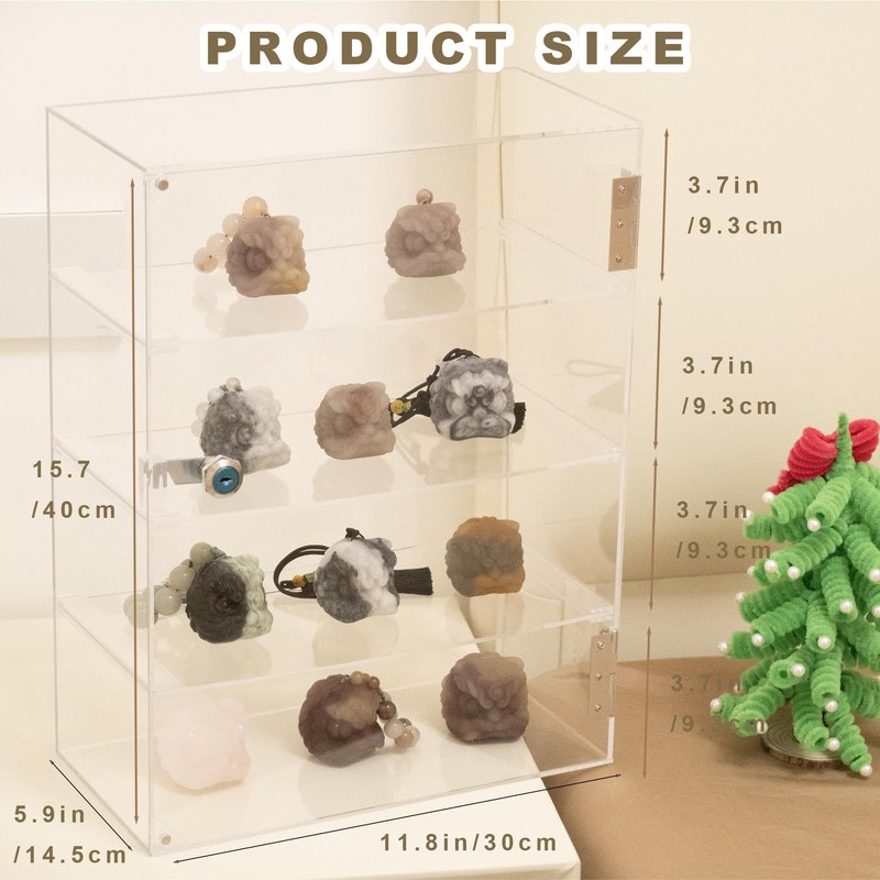 Tozcozus 4 Shelf Clear Acrylic Display Case with Lock and Keys, Locking Display Cases for Collectibles, Acrylic Display Cabinet with Shelves for Collectibles Office Retail Store11.8 X 5.9 X 15.7 Inch