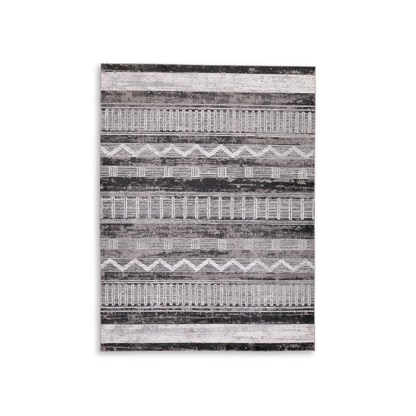 Signature Design by Ashley Henchester Contemporary 5' x 7' Machine Woven Tribal Pattern Medium Area Rug, Low Pile, Machine Washable, Multicolor