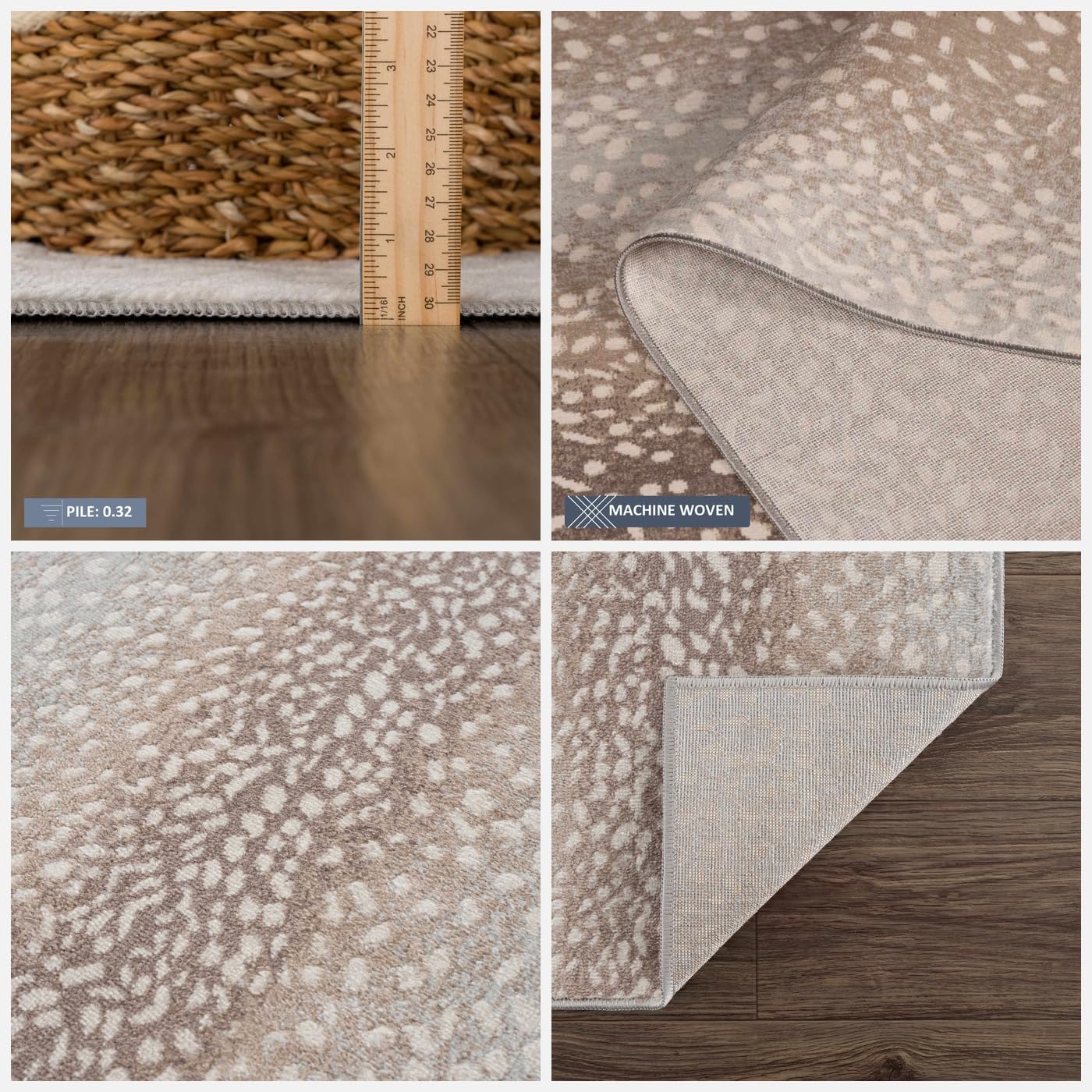 BoutiqueRugs Brown Leopard Contemporary Gray 5x7 Area Rug Ivory Tan Light Slate Animal Print Pointblank Living Room Bedroom Dining Room Home Office Apartment 5'3" x 7'1" Stain Resistant Non-Shedding