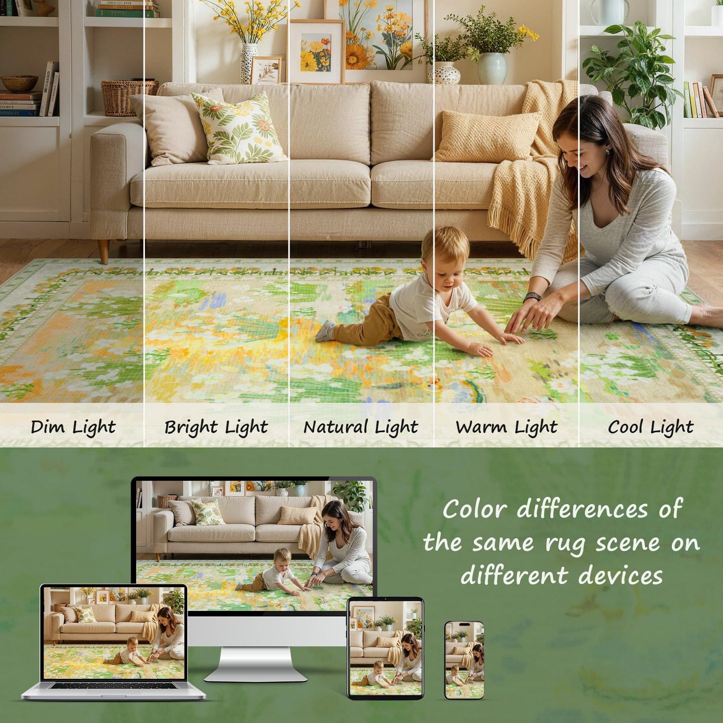 SERISSA 2x3 Small Area Rug for Entryway, Washable Impressionist Floral Indoor Doormat, Non-Slip Low Pile Accent Rug for Entrance Kitchen Bedroom Laundry Room, Beige