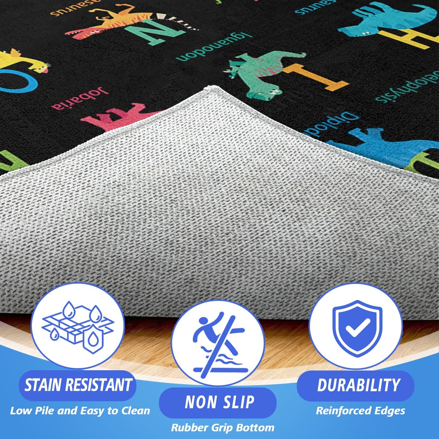 Xspatroias Dinosaur Alphabet Kids Rugs 3x4 Ft Educational Learning Playroom Rug for Toddlers Children Washable Non-Slip Playmat Rug for Classroom Preschool Nursery Playroom Decor