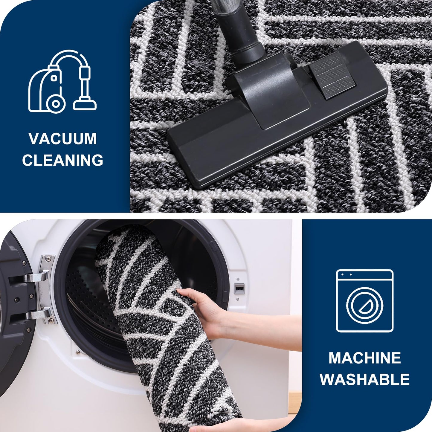 OLANLY Large Indoor Door Mat, 59x35 Inch, Dirt Resistant and Absorbent, Non-Slip Rubber Backing Floor Mats, Easy Clean Low-Profile Doormat for Entryway, Front Door, and Inside Entrance, Black