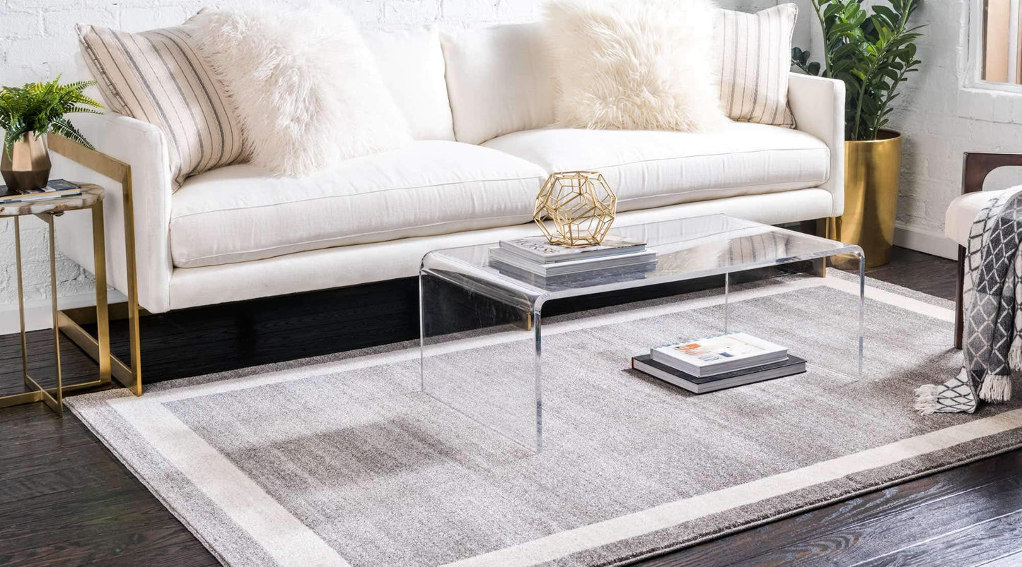 Unique Loom Del Mar Collection Area Rug - Maria (9' x 12' 2" Rectangle, Gray/ Ivory)