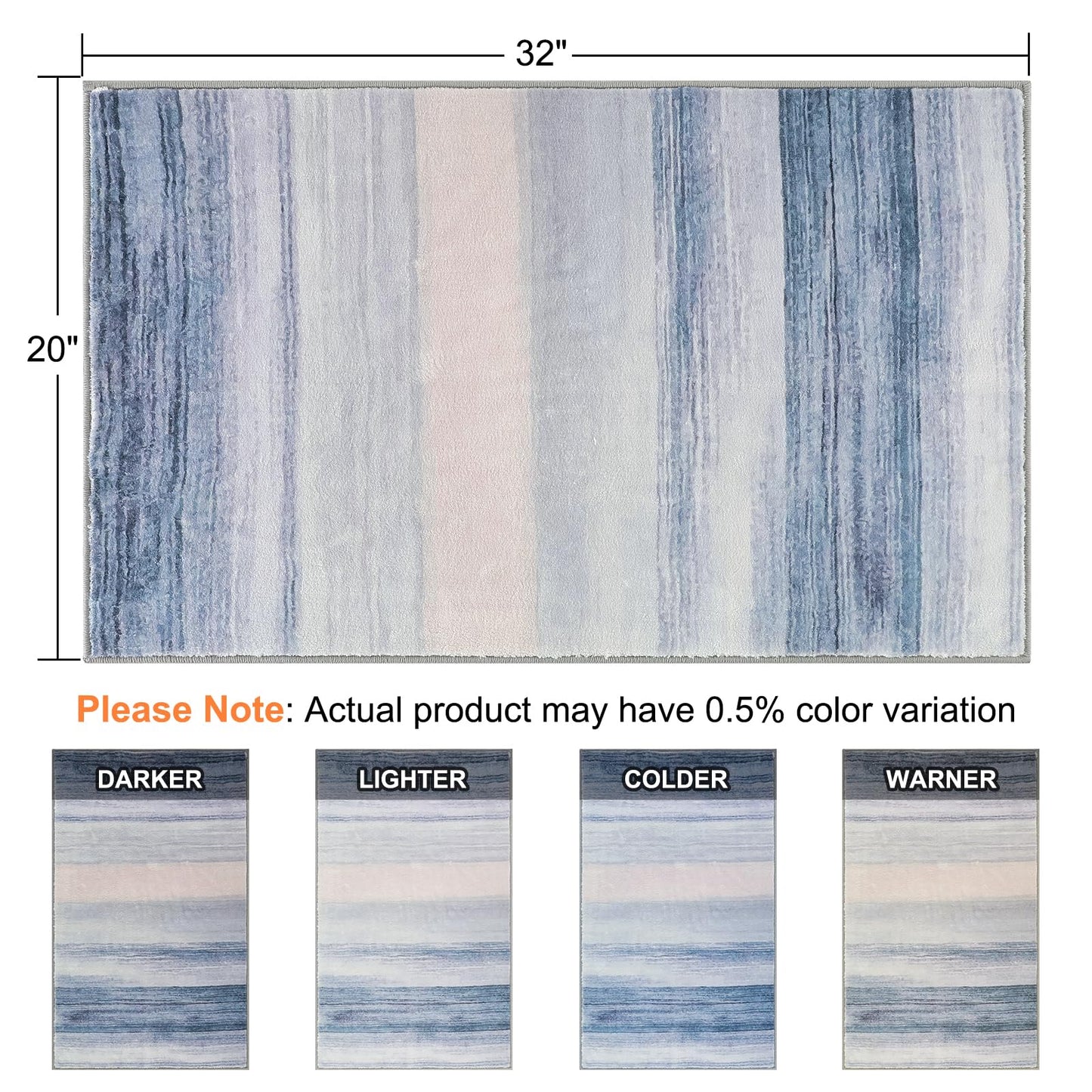 CRISTGEE Door Mat, Front Indoor Door Mat Faux Wool Non-Slip Entryway Rug Absorbent Abstract Throw Rug for Indoor Entrance Hallway Laundry Room, High Traffic Areas, 20X32 Inches, Blue Washable