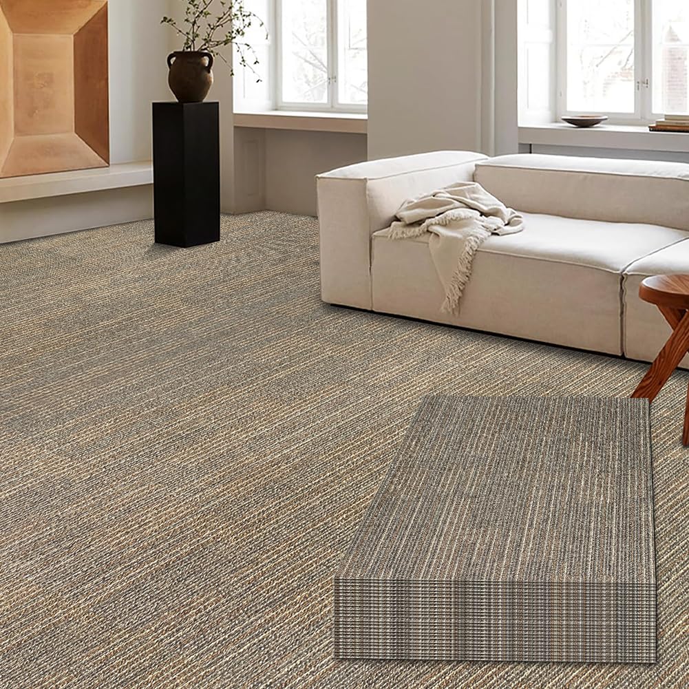 Carpet Tiles 24"x 24" Squares Carpet Reusable,18 Tiles, Non Slip Easy DIY Installation Seamless Floor Tiles Rug for Bedroom Living Room Office etc