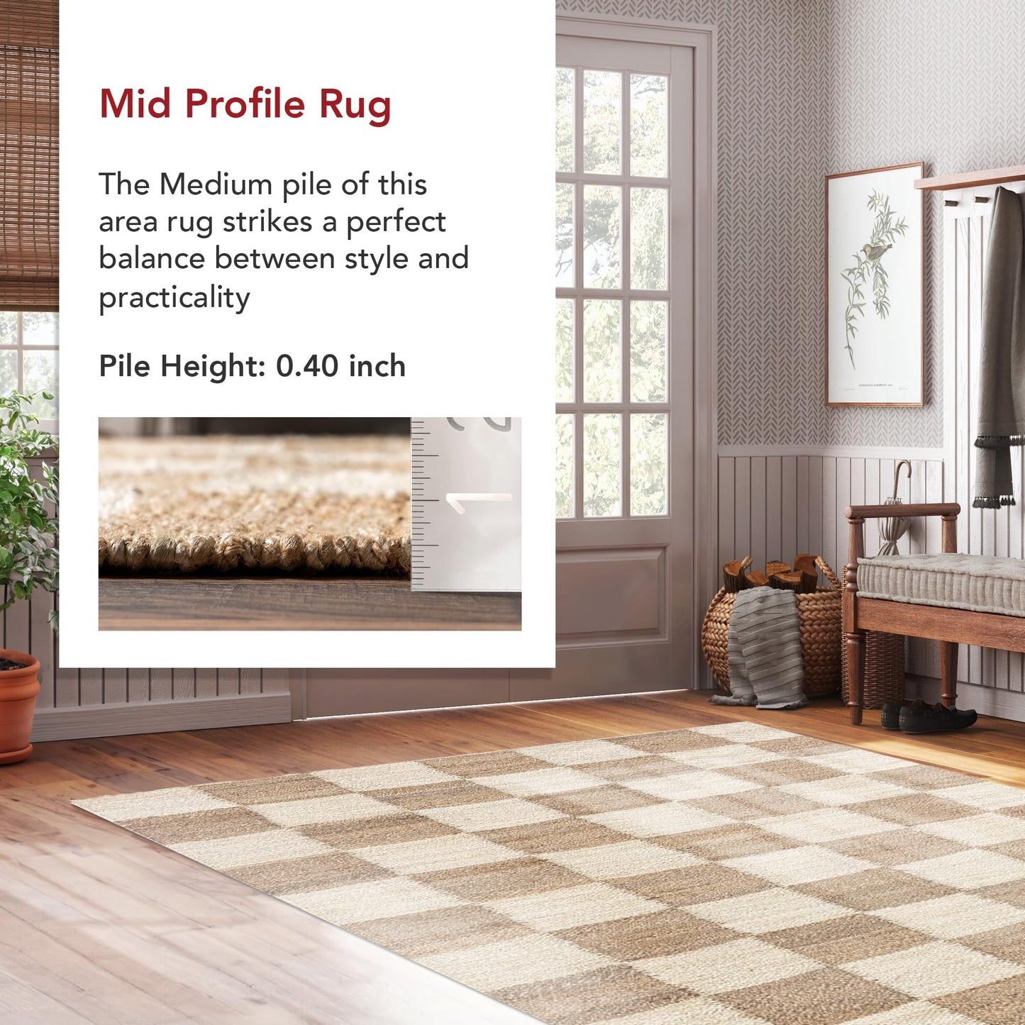 Nuloom Christana Ivory, 6' x 9', Handmade, Jute & Cotton, Soft and Textured, High Traffic, Stain Resistant, Easy Clean, Durable Area Rug for Bedroom, Living Room, Dining Space, Den, Foyer