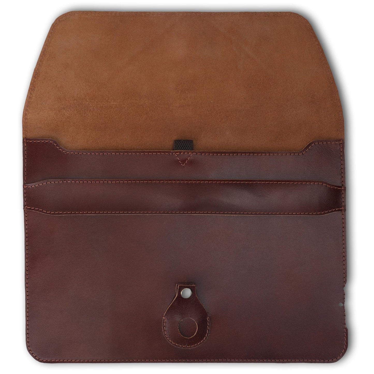 PavinCrafter Genuine Leather Laptop Sleeve 13–14 Inch, Slim Laptop Case Compatible with Mac Pro 13 (M3, M2, M1 Chip) Mac Air 14 Surface 13.5 XPS 13/14 Yoga/IdeaPad, Brown Envelope Bag (Wine)