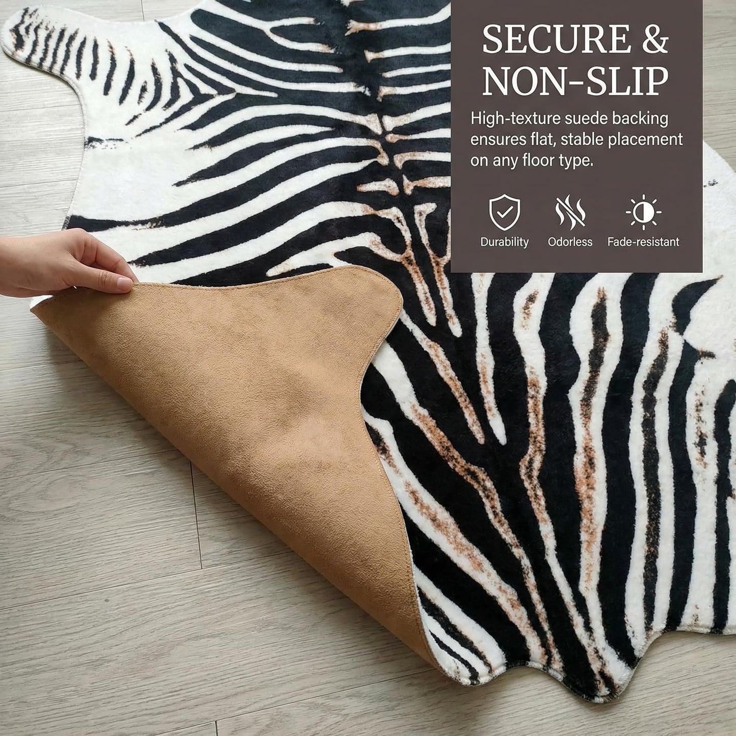 JACCAWS Faux Zebra Rug (4.6ft x 6.6ft) - Western Decor Boho Zebra Print Rugs for Living Room,Non-Slip Animal Print Rug,Black and White,Housewarming Gifts New Home