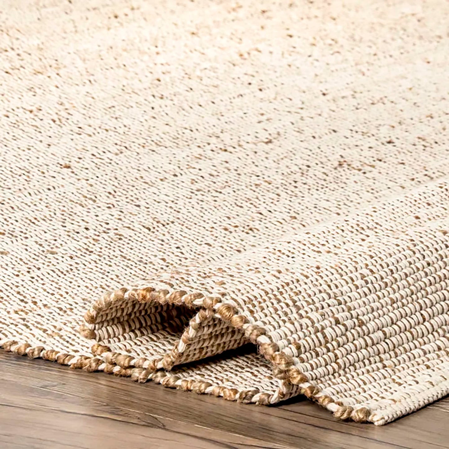 SISOSU Jute Cotton Area Rug, Hand Woven Traditional Farmhouse Rug for Living Room, Bedroom, Dining Room & Entryway, Natural Beige Home Décor Carpet, Eco-Friendly, 5 x 8 Feet