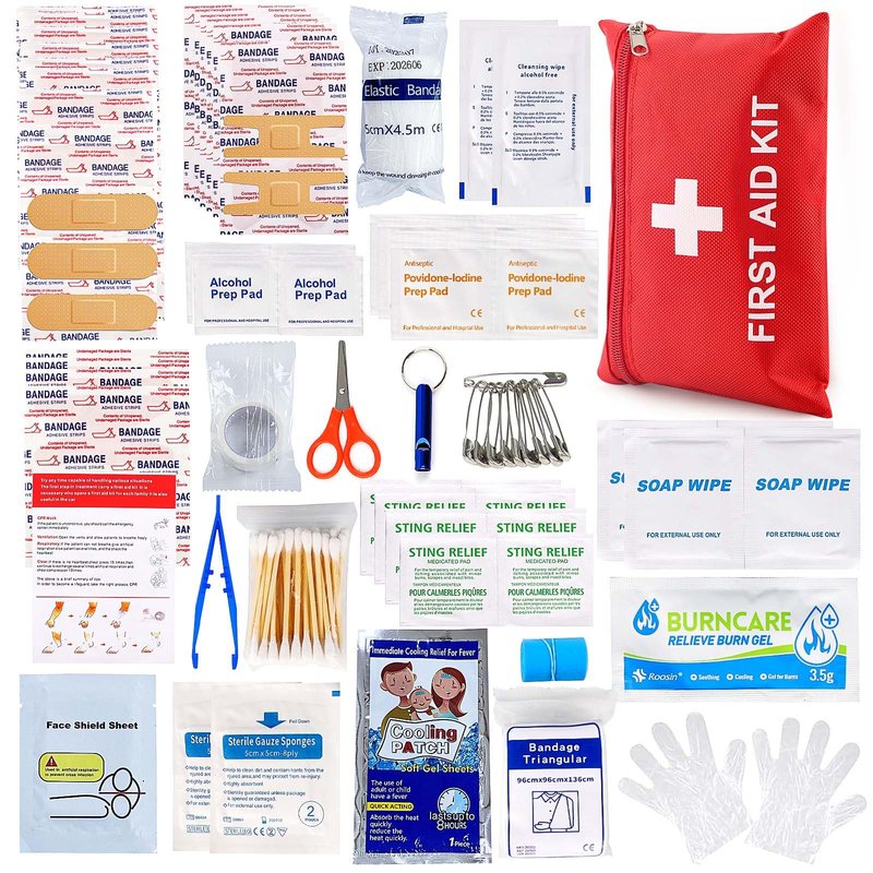 First Aid Kit for Home Car Travel 107 Piece Emergency Kits for Hiking Camping Small Trauma Kit for Boat Vehicle Lightweight Compact Pocket Aid Kit for Sports Outdoor Survival