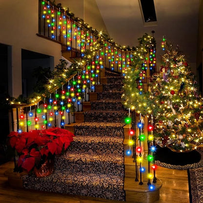 52FT Christmas Lights Outdoor, 512 LED Outdoor String Lights Waterproof Plug in with 8 Modes & Timer, Christmas String Lights for Tree Party, Garden, Holiday Decorations（Multicolor）