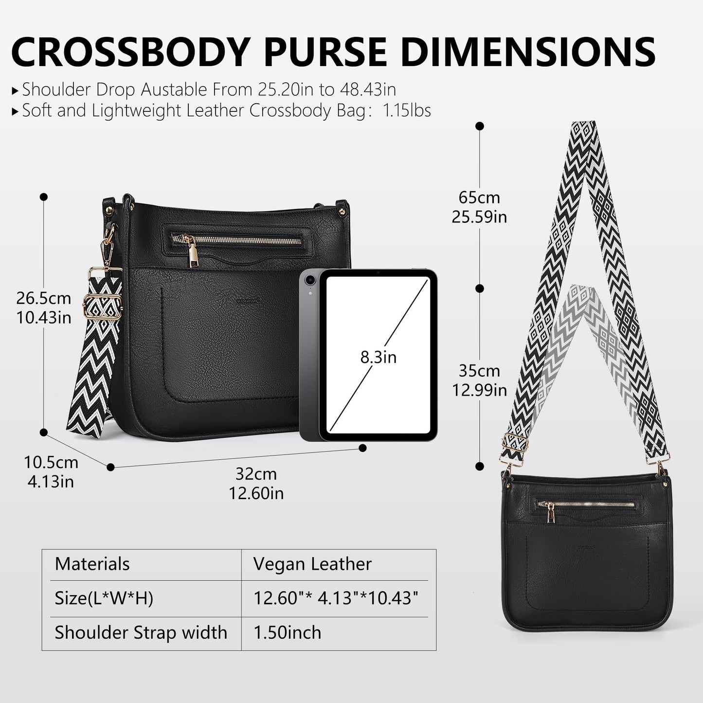 TANTOMI Crossbody Bags for Women Crossbody Purses Vegan Leather Hobo Bag Shoulder Handbags with Guitar Strap-7 Pockets