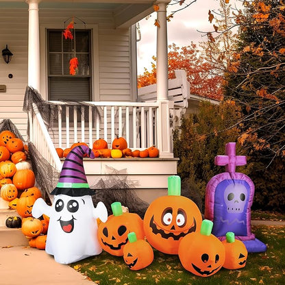 Inflatable Decoration for Inflatable Decoration in Outdoor Courtyards, Indoor Gardens, and Lawns (Pumpkin Tombstone)