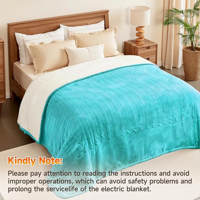 Heated Blanket Electric Throw Blanket 50"x60" Fast Heating Electric Blanket with 5 Heat Levels & 4 Hours Auto-Off Overheat Protection Cozy Soft Flannel Heated Throw Blanket