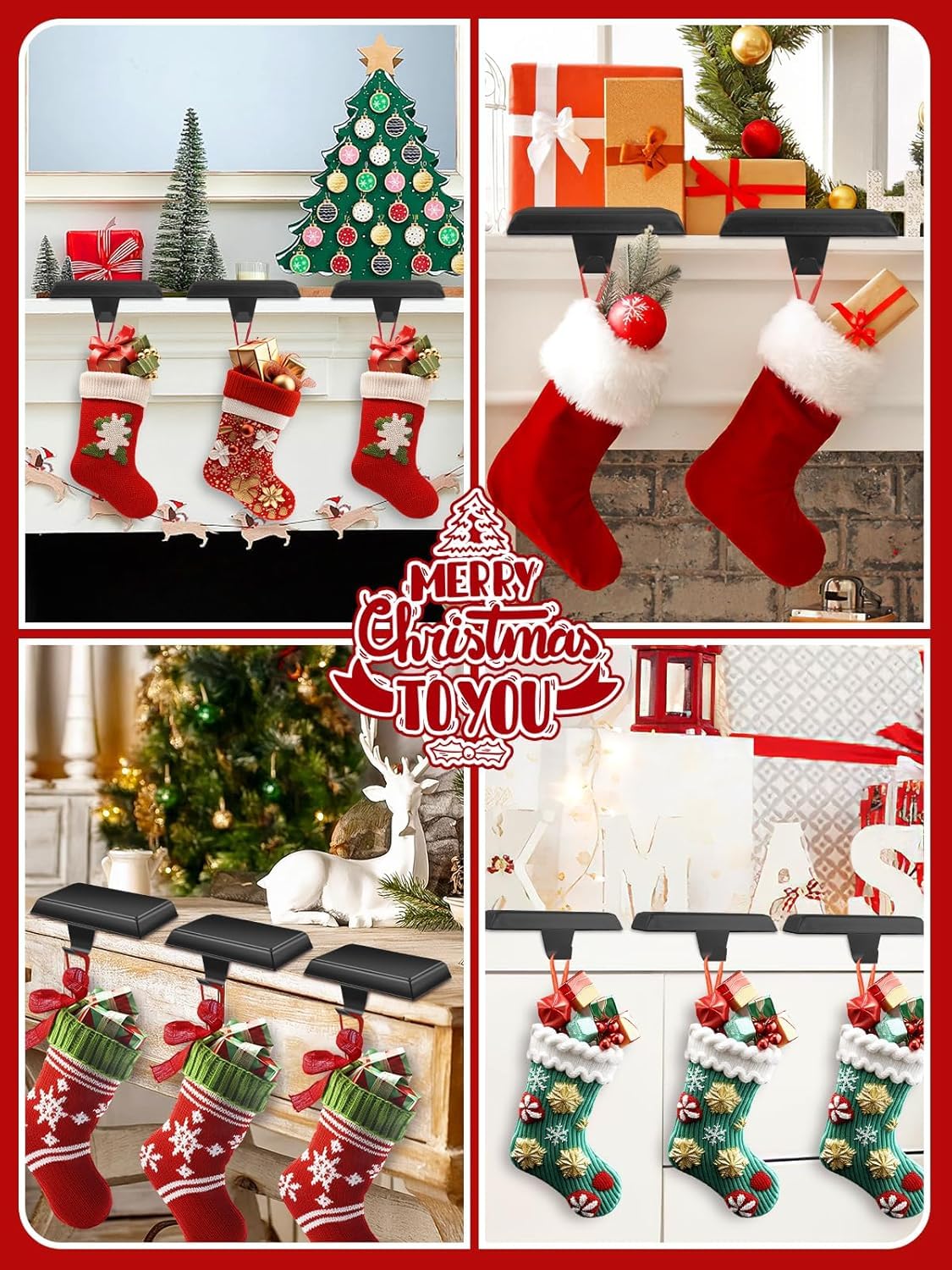 YUANQIAN Christmas Stocking Holders for Mantle Weighted Stocking Holder Fireplace Stocking Hangers for Xmas Holiday Party Decoration (4)