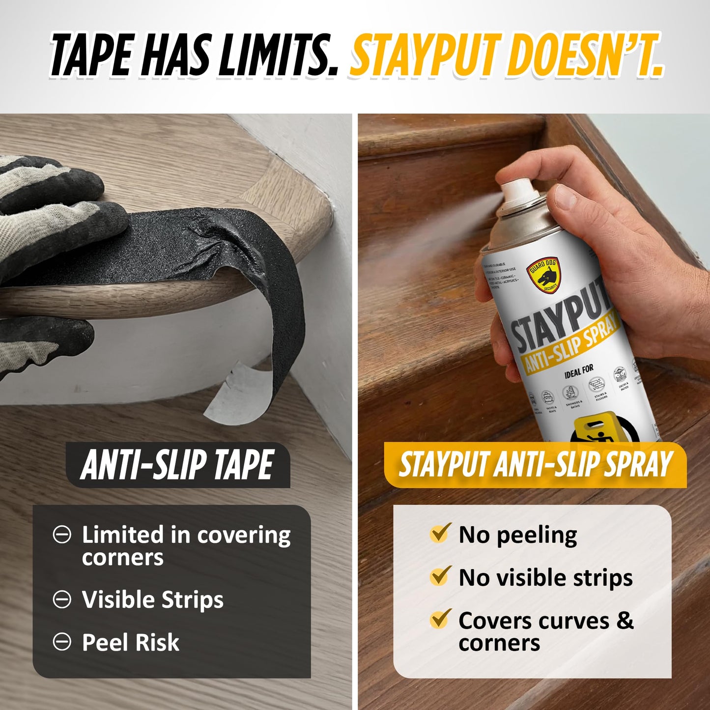 StayPut Anti-Slip Spray 15.2 fl oz (1-pack), Clear Invisible Traction Coating for Tile, Wood, Concrete, Fast-Drying Non-Slip Coating for Shower Floor, Steps, Decks, Pool Areas, Indoor, Outdoor Use (80–120 sq ft Coverage)