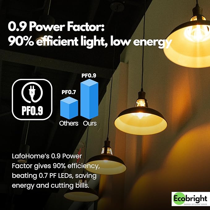 EcoBright ST19/ST64 LED Filament Bulbs, Dimmable, 60W Equivalent, 9W, 800 Lumens, 2700K Warm White, CRI90+, E26 Base, Flicker-Free, Edison Chandelier, ETL/FCC Certified (8 Pack)