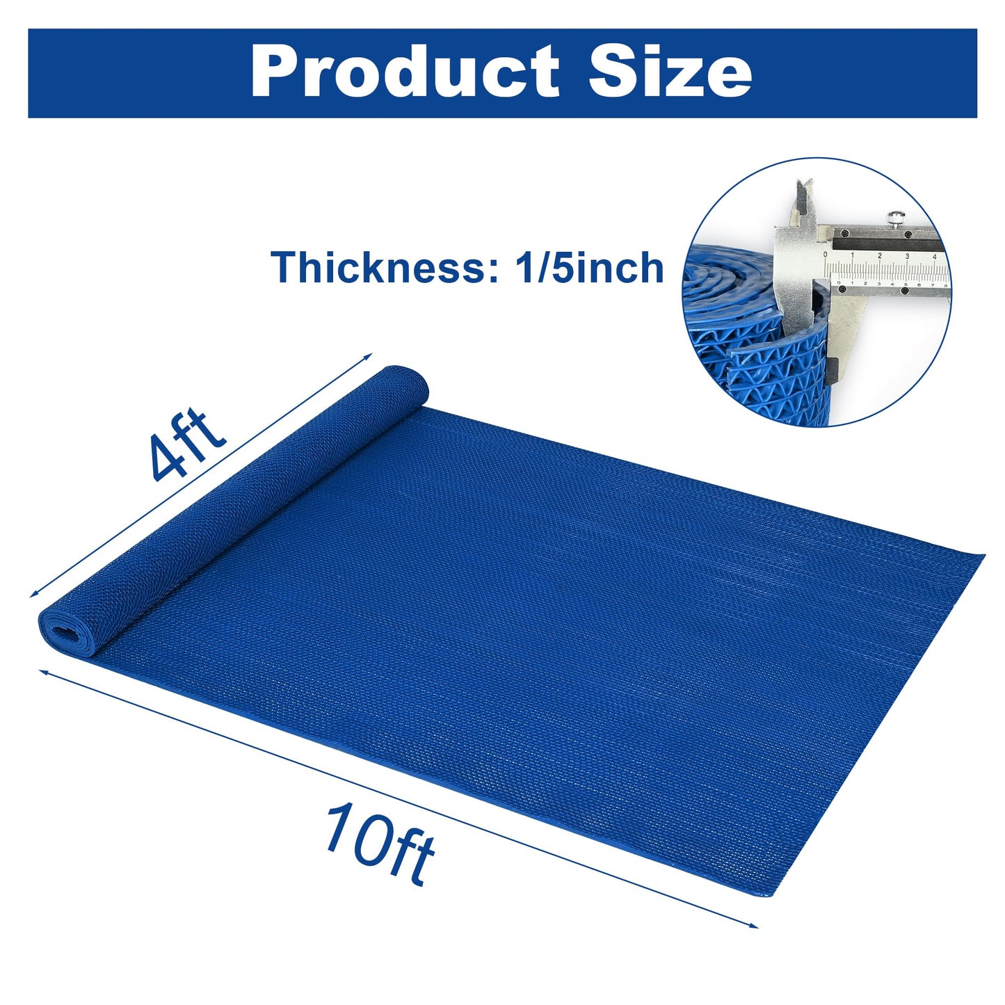 foriy 4'x10' Drainage Floor Mat - Non Slip PVC Mesh Hollow Mat, 1/5" Thick for Commercial Kitchen, Pool, Bathroom, Restaurant, Garage - Wet Area Anti Fatigue Mat (Blue, 4'x10')
