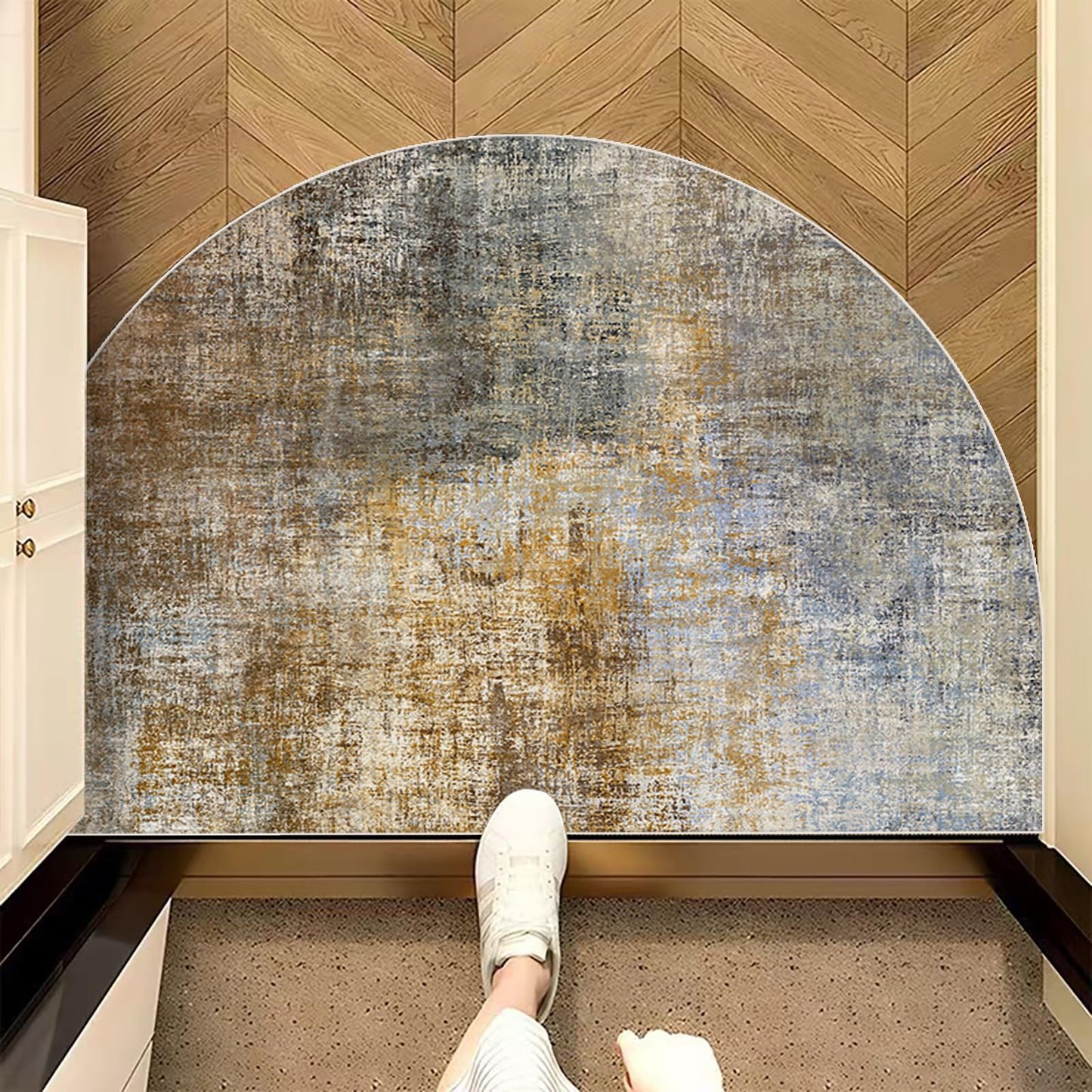 TOMWISH Half Round Doormat Floor Rug Mat Semi Circle Floor Rug Entryway Door Mat Half Moon Doormat Welcome Mat 18X30Inch Indoor Rug for Living Room Kitchen Bedroom