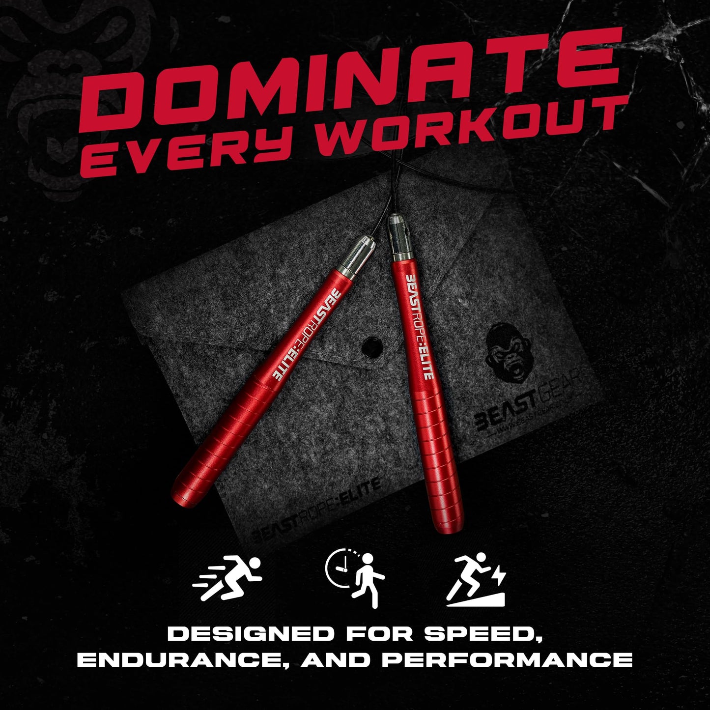 Beast Gear Jump Rope, Jump Ropes for Fitness, Premium Aluminium Skipping Rope for Men Women - Boxing, MMA, HIIT, Strength Training & Double Unders