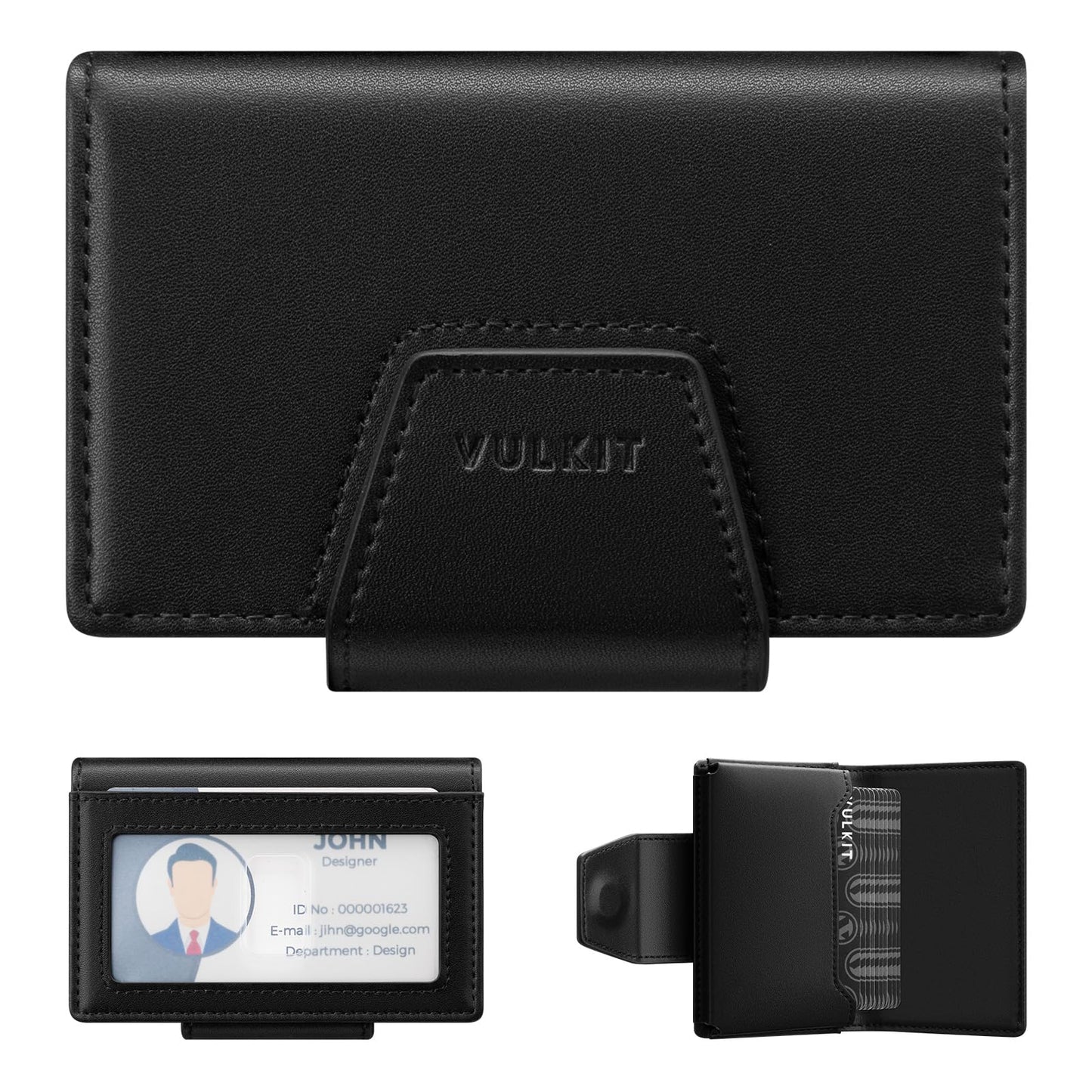 VULKIT RFID Blocking Credit Card Holder, Leather Business Card Holder Case, Minimalist Wallet with Magnetic Closure