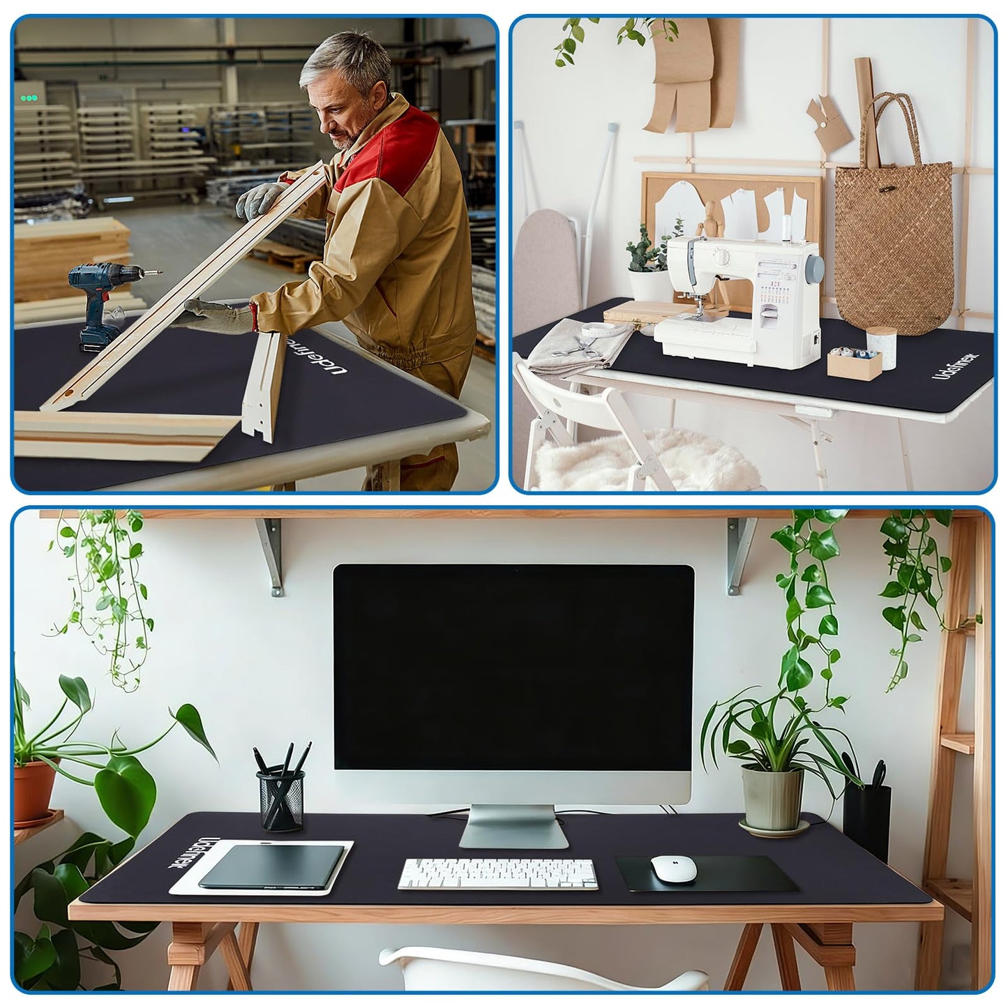Workbench Mat 48"x24", 0.16"(4mm) Thick Tool Mat, Tear-Resistant & Scratch-Resistant Work Pad with Silicone Strip Anti-Slip Base, Large Worktable Protector Pad for Woodworking/Crafting/Tool Protection