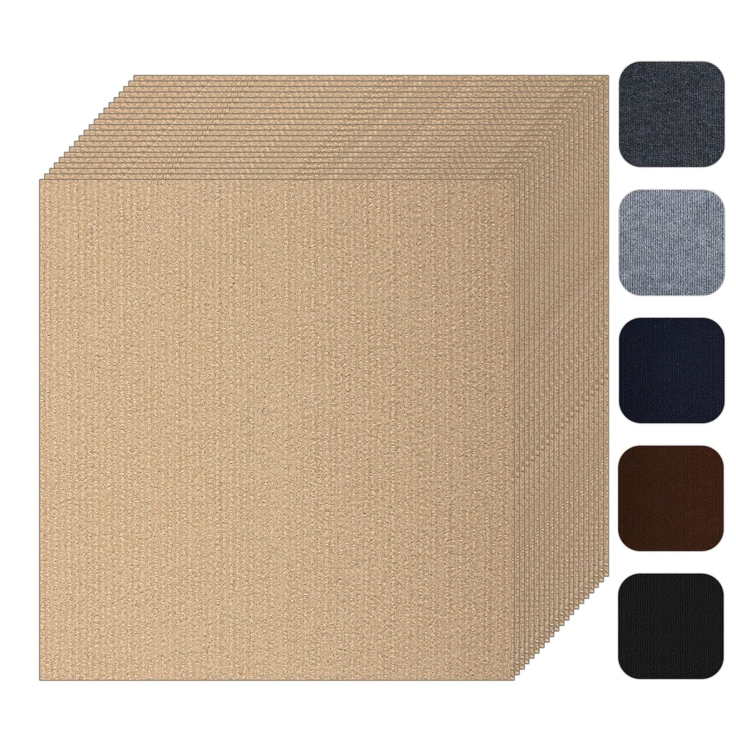 Self Adhesive Carpet Tile 20 Pcs 24" x 24" Peel and Stick Carpet Floor Tiles Non-Slip Carpet Squares Tiles DIY Installation for Living Room Bedroom