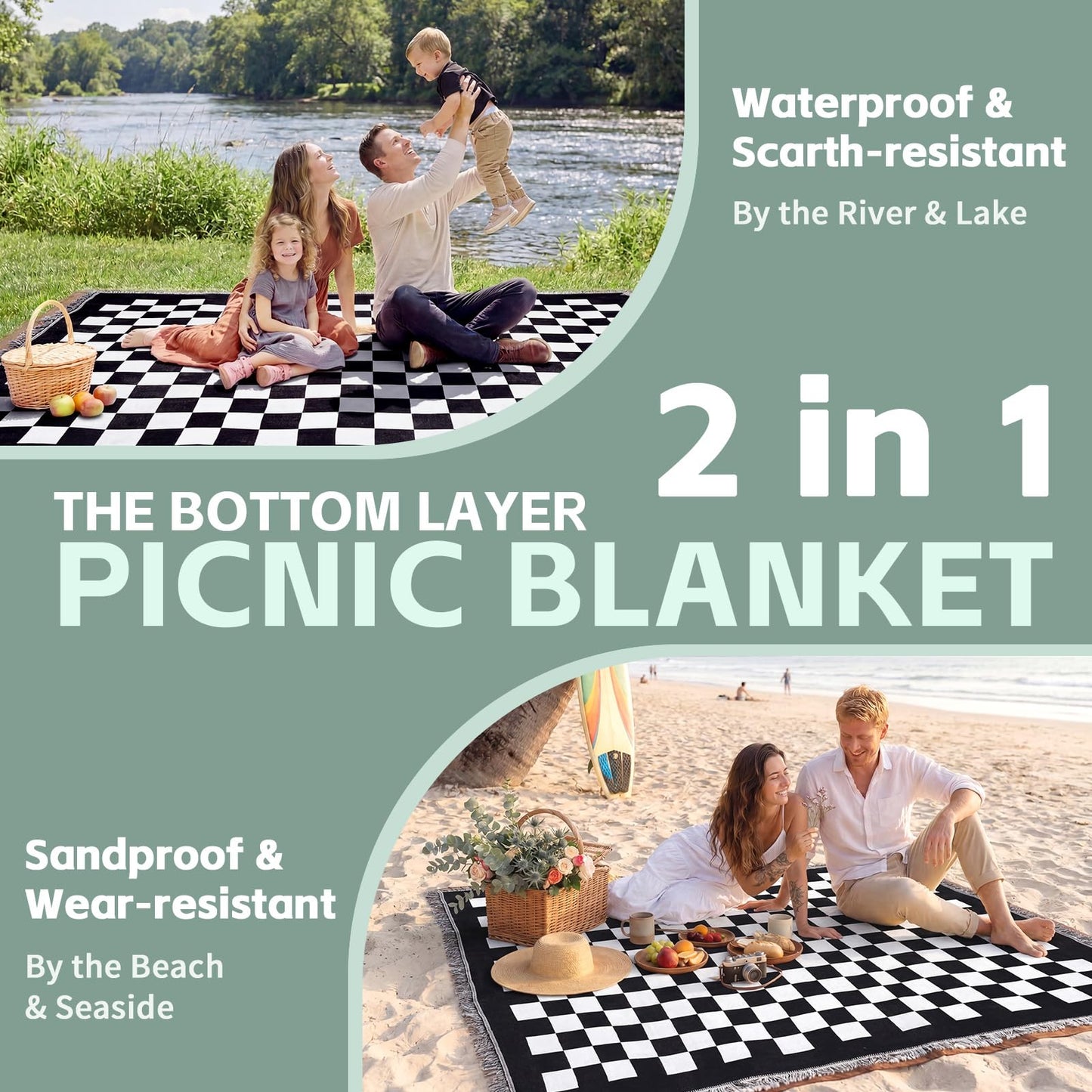 2 in 1 Extra Large Boho Beach Blanket Towel Picnic Mat Outdoor Rug Adult Men Guy Him Brother Dad Boyfriend Uncle Niece Best Friend Friendship Grandpa Husband Son Happy Birthday Cool Unique Gift