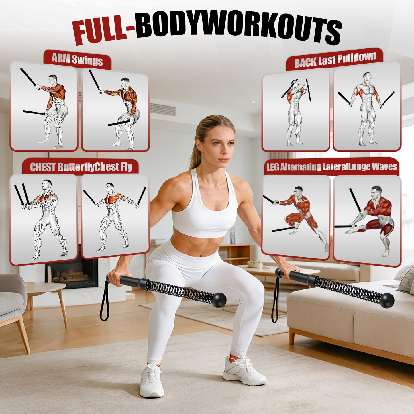 Battle Ropes Cordless & Ropeless for Home Gym – Portable Workout & Exercise Rope for Strength Building, HIIT & Low-Impact Training