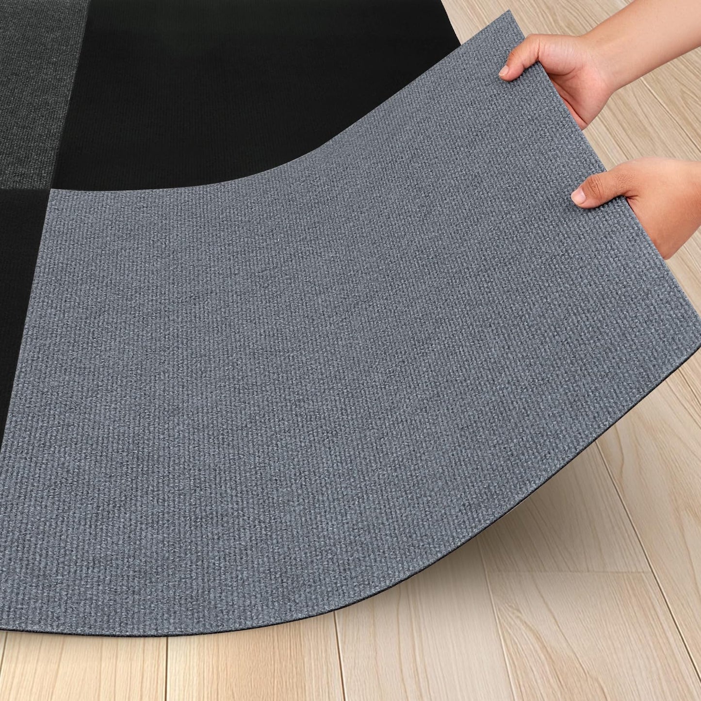 24" x 24" Carpet Tiles Peel and Stick 10Pcs (40 Sqft/Box, Light Gray)