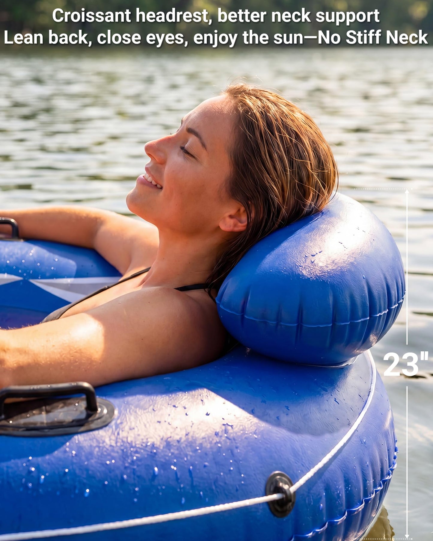 River Tube for Adults, Tube for River Floating, Heavy Duty River Tube for Beach Lake Rafting, River Floats with Mesh Bottom, Puncture-Resistant, Breathable & Fun for Adults, CQ08BL-48''