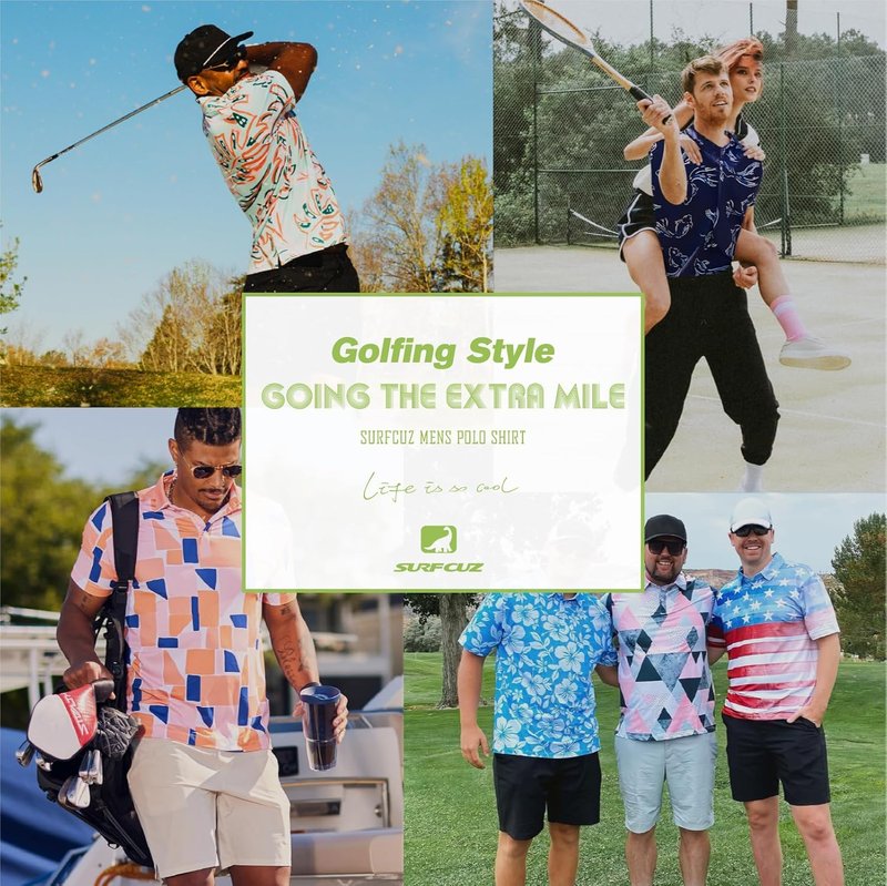 Moisture-Wicking Golf Shirt for Men - Dry Fit Polo with 4-Way Stretch | Short Sleeve Performance Print