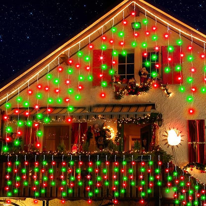 53FT Christmas Lights Outdoor, 486 LED Outdoor String Lights Waterproof Plug in with 8 Modes & Timer, Christmas String Lights for Tree Party, Garden, Holiday Decorations（Red+Green）
