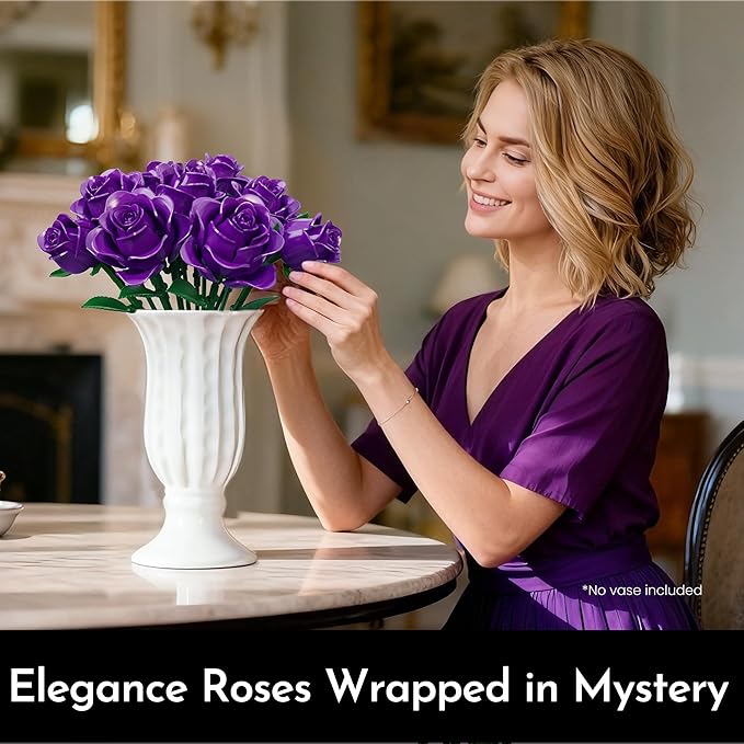 Rose Flower Bouquet Building Set for Adults Gift for Women Couple Girlfriend Mom Wife Buildable Artificial Floral Botanical Collection Décor for Home or Office (530 Pcs)