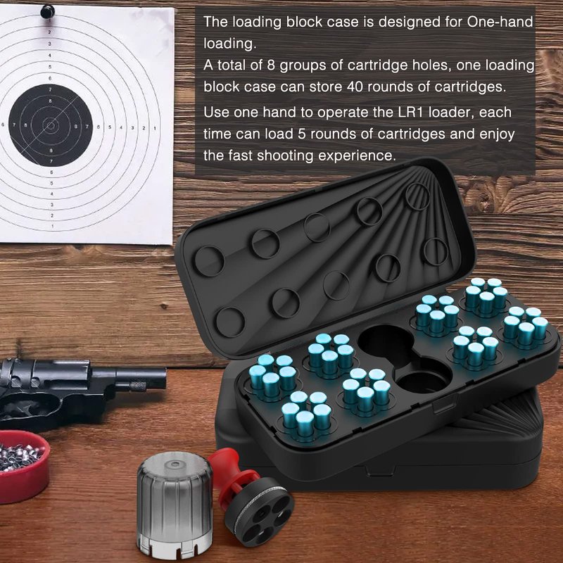 Ludex 5 Shot Revolver Speed Loader for .38 Special/.357 Magnum.Fits S&W 36,37,38,40,42,49,60,340,360/Charter Arms/Taurus 85, 651, 851/Rossi 68/Ruger SP101-Loader & Block