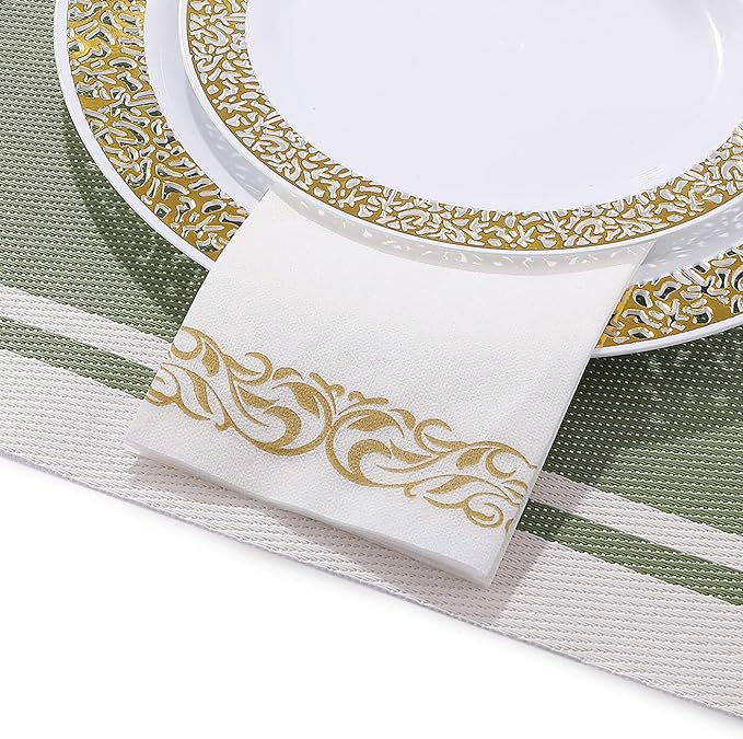 FOCUSLINE 200 Linen Feel Disposable Bathroom Napkins, Soft and Absorbent Paper