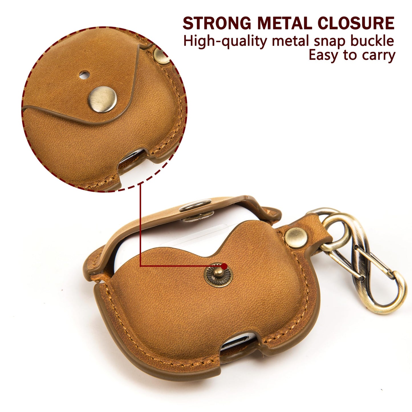 for Apple Airpods 4 (2024 Release), Elegant Retro-Style Crazy Horse Leather Case Cover with Keychain, Supports Wireless Charging, Features Front LED Visibility for Easy Status Check (Brown)