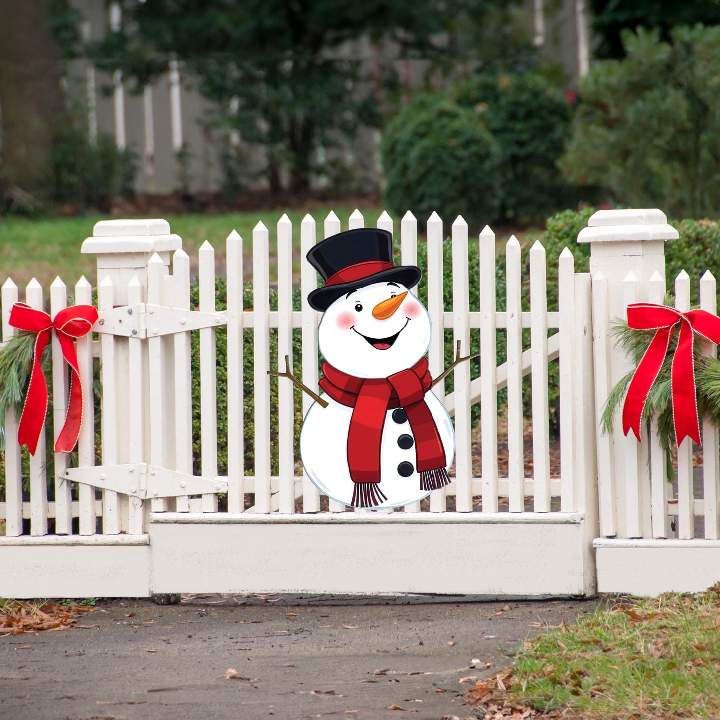 Christmas Snowman Classic Yard Sign for Home Decor and Lawn Decoration With Stakes, Green Merry Christmas Sign Tree Snow Man 3