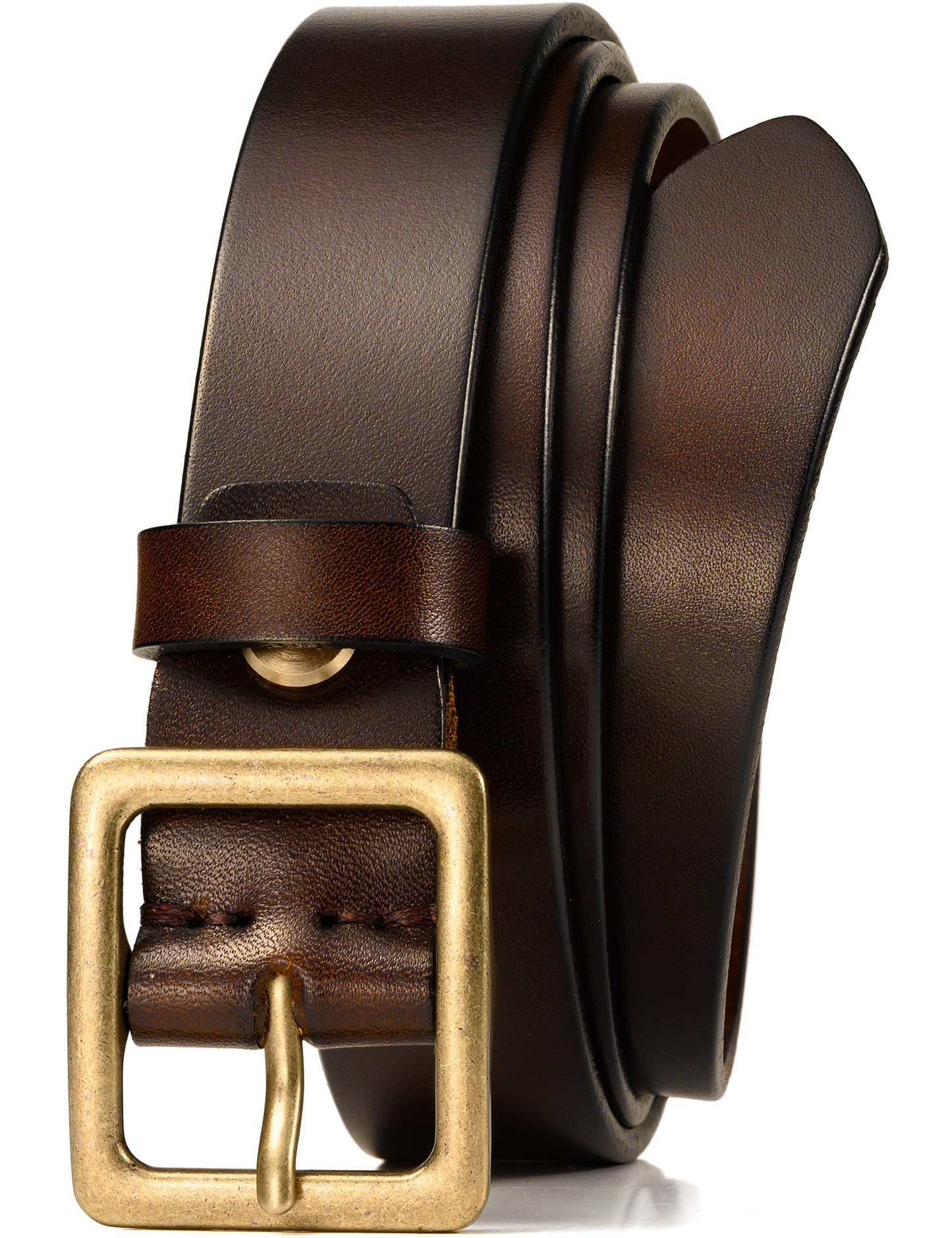 WOLFANT Full Grain Leather Belt for Women,1.1" Ladies Casual leather Jean Belt with Vintage Square buckle in Gift Box