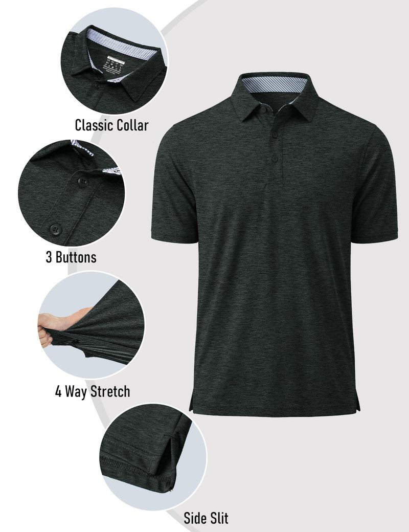 MAGCOMSEN Mens Polo Shirts Short Sleeve Quick Dry Athletic Golf Polos Lightweight Casual Performance Collared Shirts