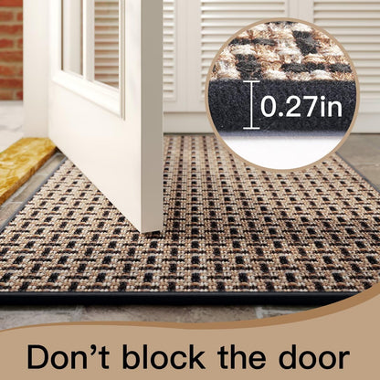 YDKGL Door Mat Entrance 24x35, Dirt Resistant and Absorbent, Non-Slip Rubber Backing Floor Mats, Easy Clean Low-Profile Doormat for Entryway, Front Door, Inside Entrance, Black