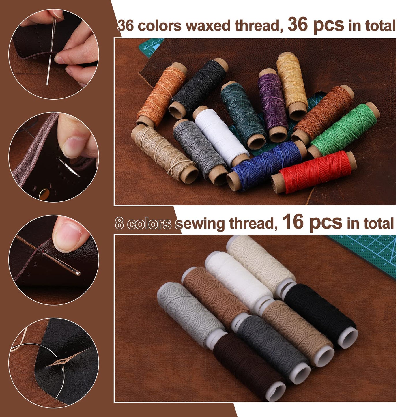 628Pcs Leather Working Tooling Set for Beginners, Starter Working and Tool Supplies with Leather Pony, Tooling Box, Stamping Punching Tools, Sewing Thread, Rivets Kit for DIY Crafts