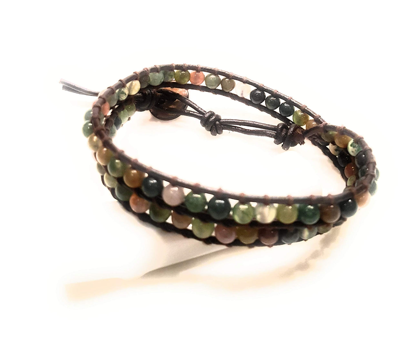 Infinityee888 Jasper 2 Wrap Bracelets and Choker woven Leather Necklace 2 in 1, Men Bracelet, Women Bracelet.