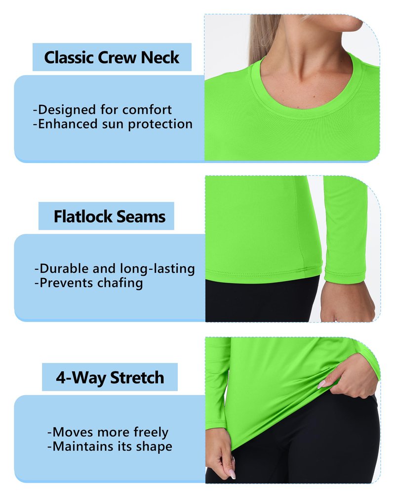 isnowood Women's Sun Protection Long Sleeve Shirts, UPF 50+ UV Swim Rash Guard Shirt, Lightweight Workout Hiking Running Tops