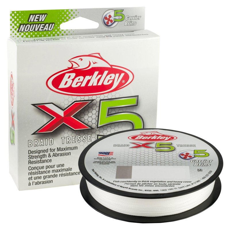 Berkley x5 Braid Superline, Crystal, 15-Pound Break Strength, 164yd Fishing Line, Suitable for Freshwater and Saltwater Environments