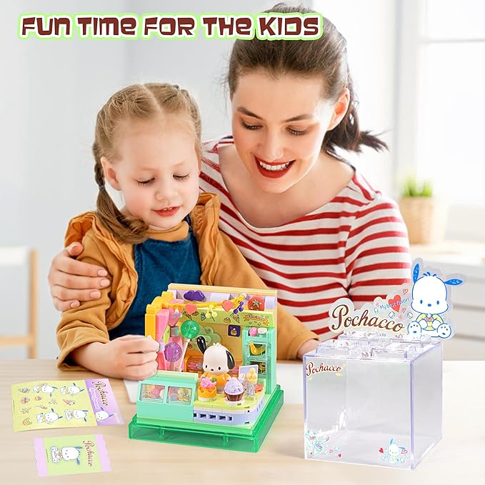 Cute Building Bricks Blocks Toys Miniature Sets with Transparent Display Fun Toy Collectible Gift for Fans Girls Birthday Party Supply Decorations Room Décor Plush Stickers Stuff Age 3 4 5 6
