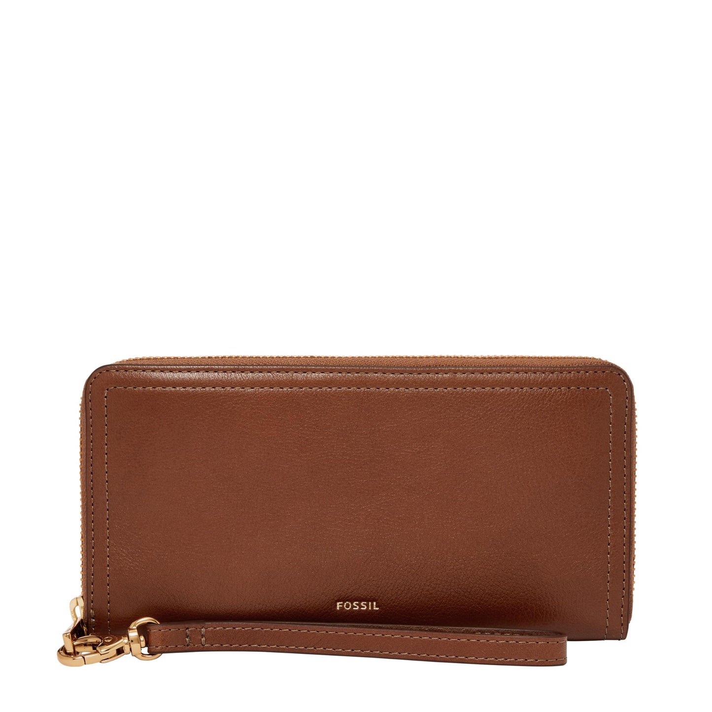 Fossil Women's Logan Leather Wallet, RFID Blocking Wallet for Women, Zip-Around Clutch with Wristlet Strap, Brown